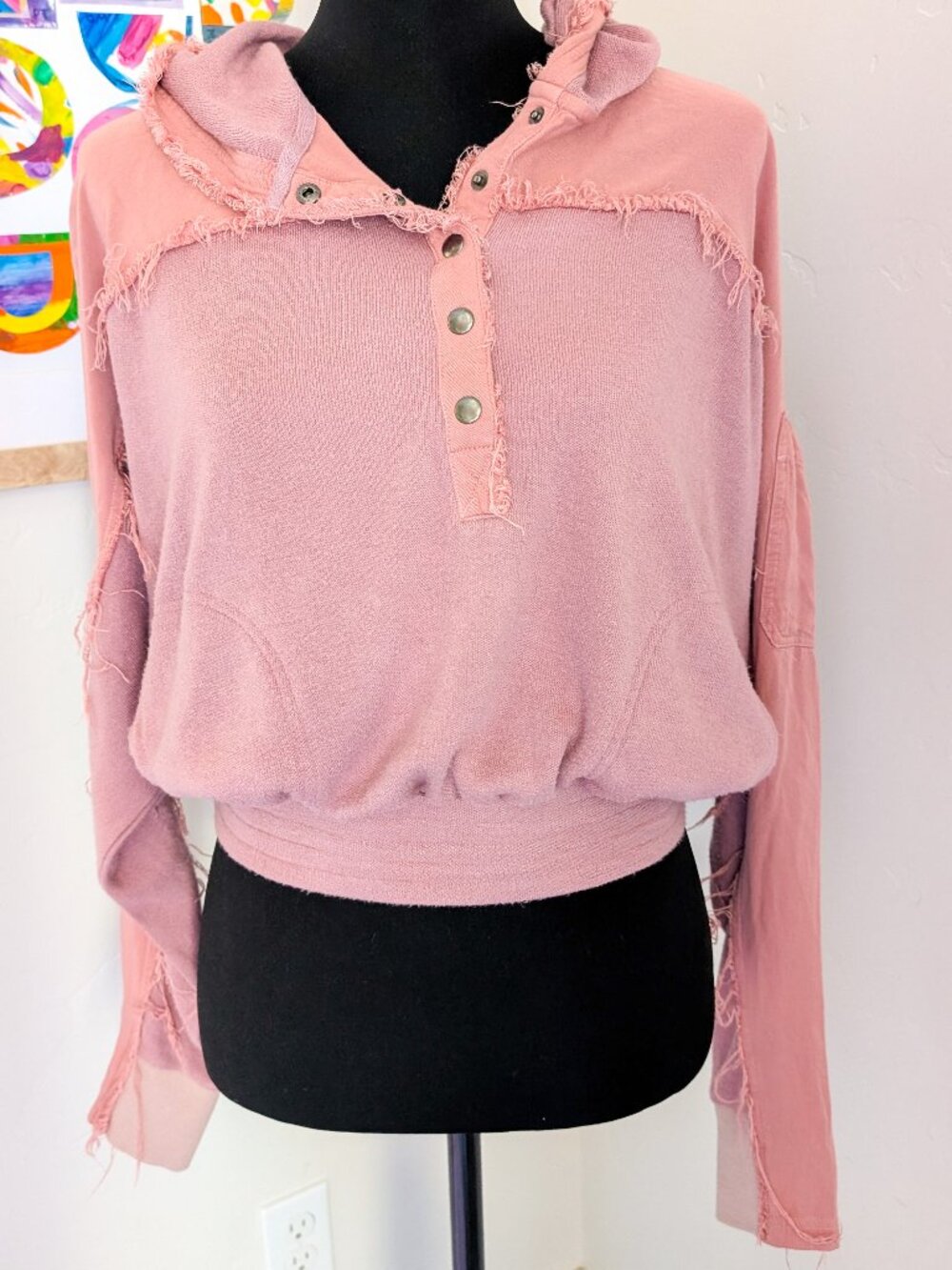 Böhme Dusty Pink Boho Hooded Sweater Size S